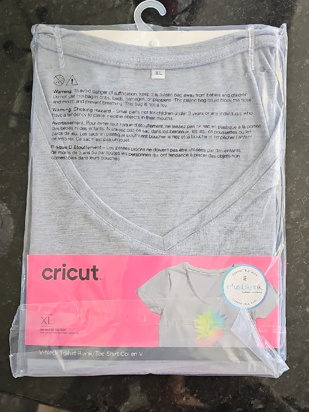 Cricut Gray V-Neck Short Sleeve Tee - Infusible Ink
